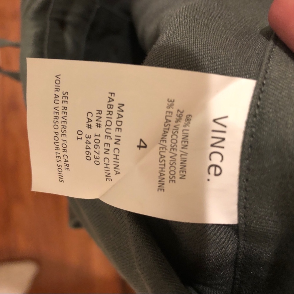 Vince Foldover Waistband Linen Skirt in Army Green - Picture 7 of 8